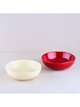 BlackCarrot - Premium Stoneware Red & White Snack Bowls Set of 2
