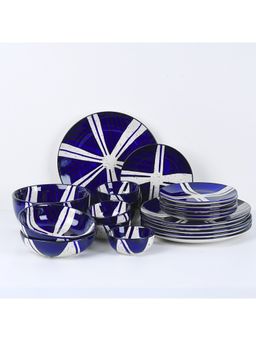 BlackCarrot - Blue Splash Stoneware Dinner Set Of 21