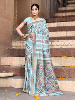 Elora - Pure Tussar Silk Kantha Pattern Saree with Unstitched Blouse