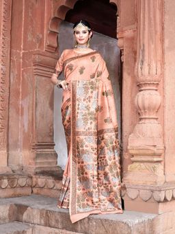 Elora - Pure Tussar Silk Kantha Work Saree with Unstitched Blouse