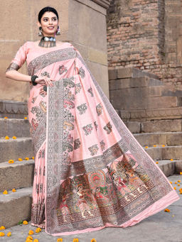 Elora - Pure Tussar Silk Madhubani Pattern Saree with Unstitched Blouse