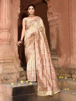 Elora - Pure Tussar Silk Warli Embroidery Saree with Unstitched Blouse