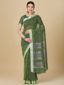 Elora - Soft Linen Butti Woven Designer Saree with Unstitched Blouse