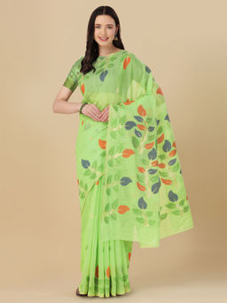 Elora - Soft Cotton Floral Printed Designer Saree with Unstitched Blouse