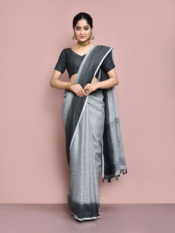 Elora - Cotton Linen Plain Bollywood Designer Saree with Unstitched Blouse