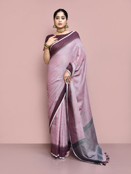 Elora - Cotton Linen Plain Bollywood Designer Saree with Unstitched Blouse