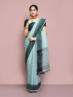 Elora - Cotton Linen Plain Bollywood Designer Saree with Unstitched Blouse
