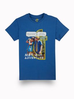 Gini & Jony - Boys Blue Digital Graphic Print Cotton Half Sleeves T-Shirt