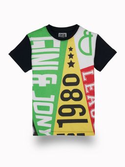 Gini & Jony - Boys Multicolour Typographic Print Cotton Half Sleeves T-Shirt