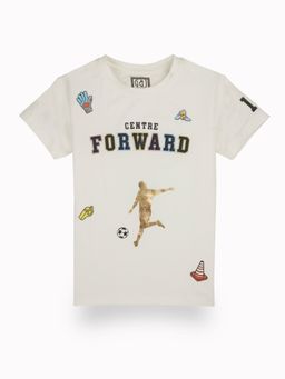 Gini & Jony - Boys Off White Graphic Print Cotton Half Sleeves T-Shirt