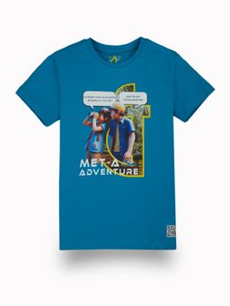Gini & Jony - Boys Blue Digital Graphic Print Cotton Half Sleeves T-Shirt