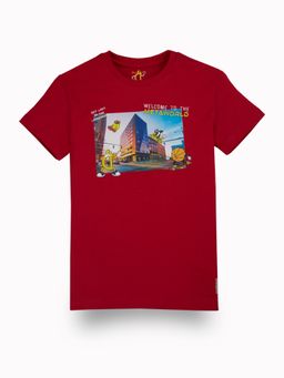 Gini & Jony - Boys Red Digital Graphic Print Cotton Half Sleeves T-Shirt