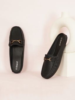 Sherrif Shoes - Women Black Backless Slip-On Mules