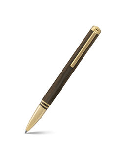 Lapis Bard - Contemporary Torque Hickory Ballpoint Pen - Brown with Gold Trims
