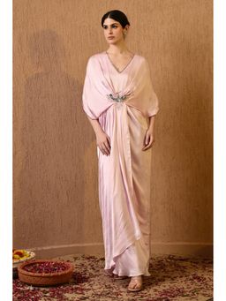 Sunanta Madaan - Pink Kaftan with Draped Skirt