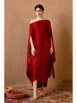 Sunanta Madaan - Terry Red Kaftan with Skirt