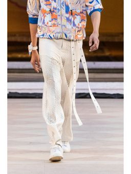 MANDIRA WIRK - White Trousers with Laser Cut