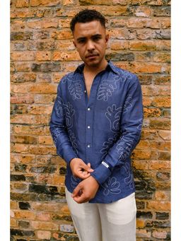 TheRealB - Men'S White Cotton-Linen Relaxed Trousers