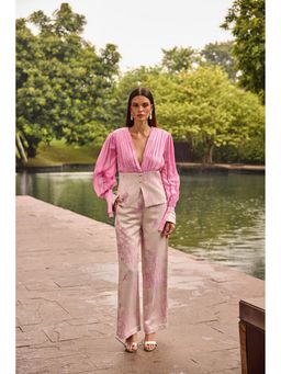 TheRealB - Blush Pink Jacquard Plunge Pant