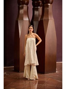 TheRealB - Peach Jacquard Ivory Wide-Leg Pant