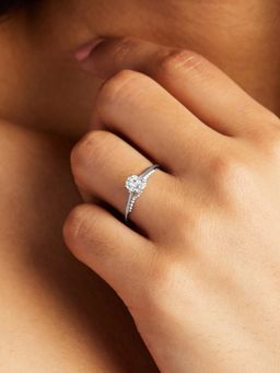 Mia by Tanishq - White Sleek Bling Silver Finger Ring