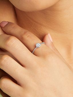 Mia by Tanishq - White Dainty Classic Silver Finger Ring (17.2)