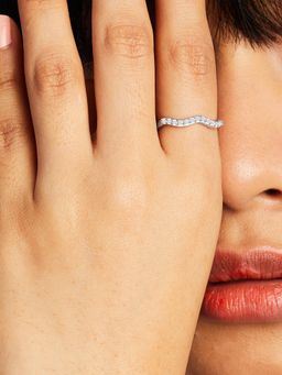 Mia by Tanishq - White Dazzling Wave Silver Finger Ring