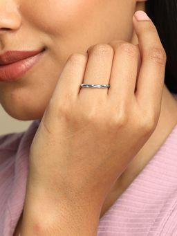 Mia by Tanishq - White Gleam Loop Silver Finger Ring