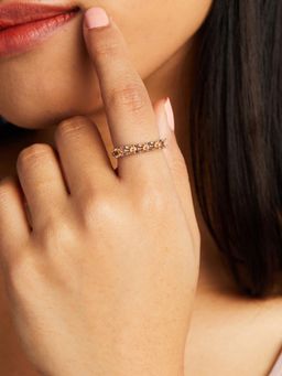 Mia by Tanishq - Orange Champagne Sparkler Silver Finger Ring