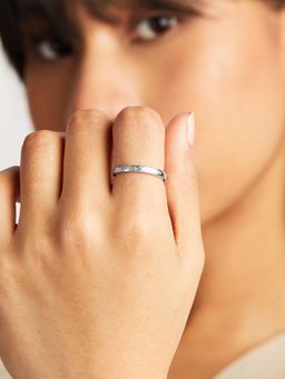 Mia by Tanishq - White Engraved Accent Silver Finger Ring