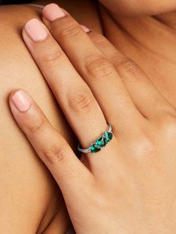 Mia by Tanishq - Green Lush Spark Silver Finger Ring