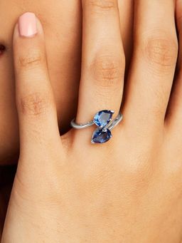 Mia by Tanishq - Electric Blue Silver Finger Ring