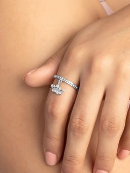 Mia by Tanishq - White Glam Queen Silver Finger Ring