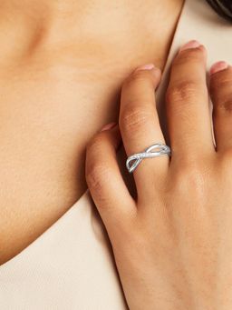 Mia by Tanishq - White Sparkling Infinity Silver Finger Ring