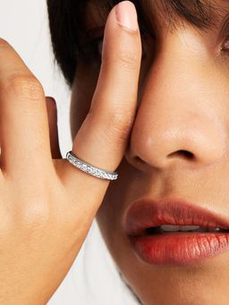 Mia by Tanishq - White Glitz Shine Silver Finger Ring