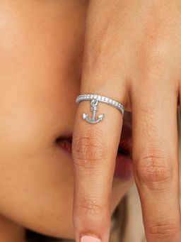 Mia by Tanishq - White Shiny Sailor Silver Finger Ring