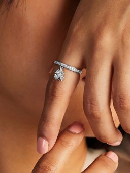 Mia by Tanishq - White Clover Bling Silver Finger Ring