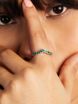 Mia by Tanishq - Green Vivid Dream Silver Finger Ring