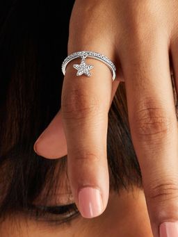 Mia by Tanishq - White Twinkle Charm Silver Finger Ring