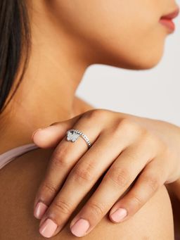 Mia by Tanishq - White Fluttering Sparkle Silver Finger Ring