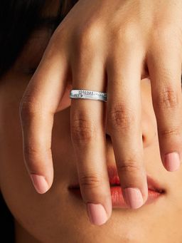 Mia by Tanishq - White Reflections Of Elegance Silver Finger Ring