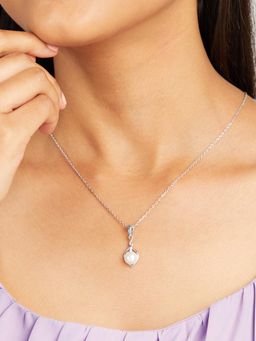 Mia by Tanishq - Chic Ivory Silver Pendant Necklace