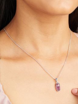 Mia by Tanishq - Wine Mystic Edge Silver Pendant Necklace