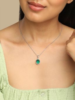 Mia by Tanishq - Green Abyss Silver Necklace