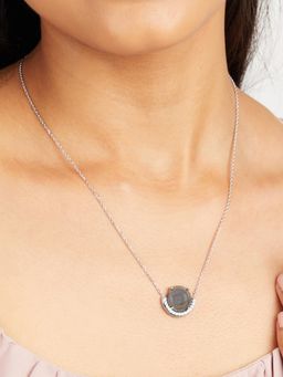 Mia by Tanishq - Olive Galaxy Glow Silver Necklace