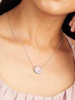 Mia by Tanishq - Pink Prism Silver Necklace