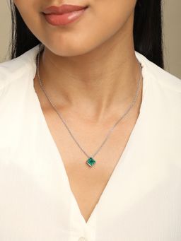 Mia by Tanishq - Mystic Green Silver Necklace