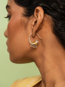 Shaya by CaratLane - Multi-Color Paakhi Hoop Earring Crafted In Oxidised 925 Silver