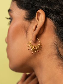 Shaya by CaratLane - Multi-Color Melocactus Bloom Hoop Earrings In Antique Gold Plated 925 Silver