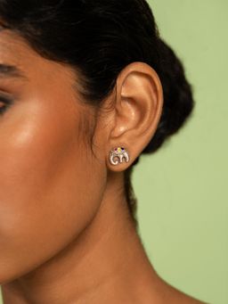 Shaya by CaratLane - Multi-Color Haathi Motif Stud Earrings In Oxidised 925 Silver